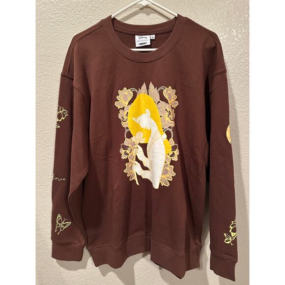 NWT Disney BDR Samii Ryan Mulan Tonal Brown Appliqué Icons Crewneck Sweatshirt L - Picture 1 of 8
